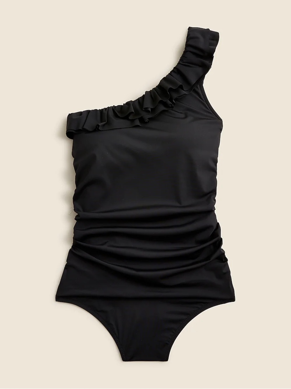 J Crew matte ruffle one shoulder one piece swimsuit